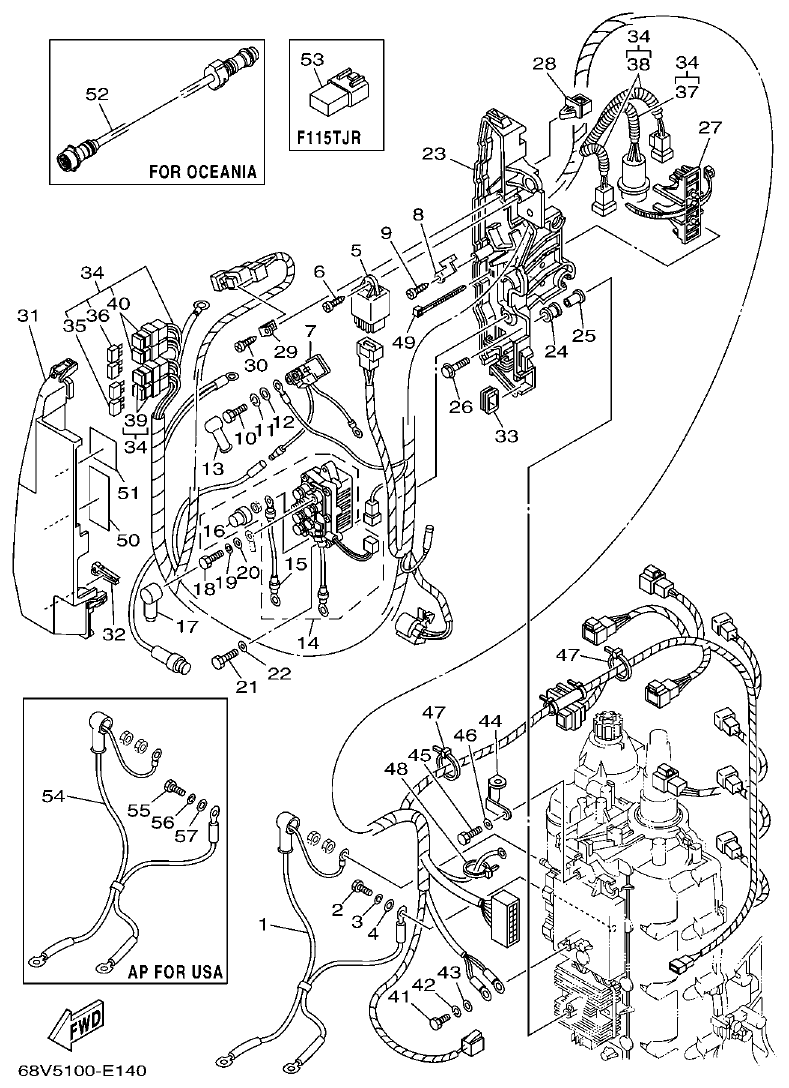 Yamaha F115TR, LF115TR, F115AET, FL115AET ELECTRICAL 2 parts diagram